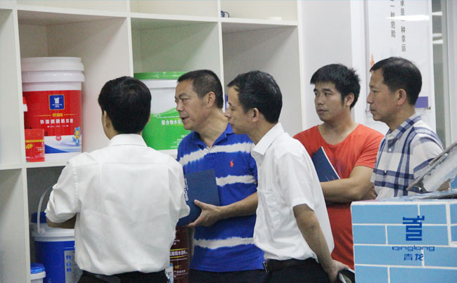 青龍宋董為領導講解明星涂料產品 防水材料